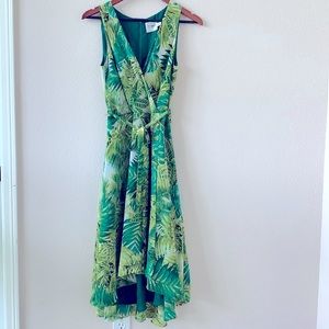 Botanical Summer Dress V Neck Sz 8